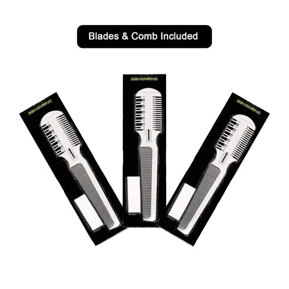 Hair Cutter Comb, Shaper Razor Comb, Split Ends Trimmer Styler, Double Edge Razor Blades for Thinning, Cutting and Styling, Extra 5 Blades Included