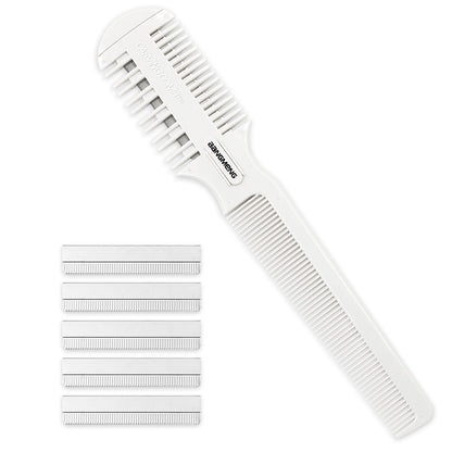 Hair Cutter Comb, Shaper Razor Comb, Split Ends Trimmer Styler, Double Edge Razor Blades for Thinning, Cutting and Styling, Extra 5 Blades Included