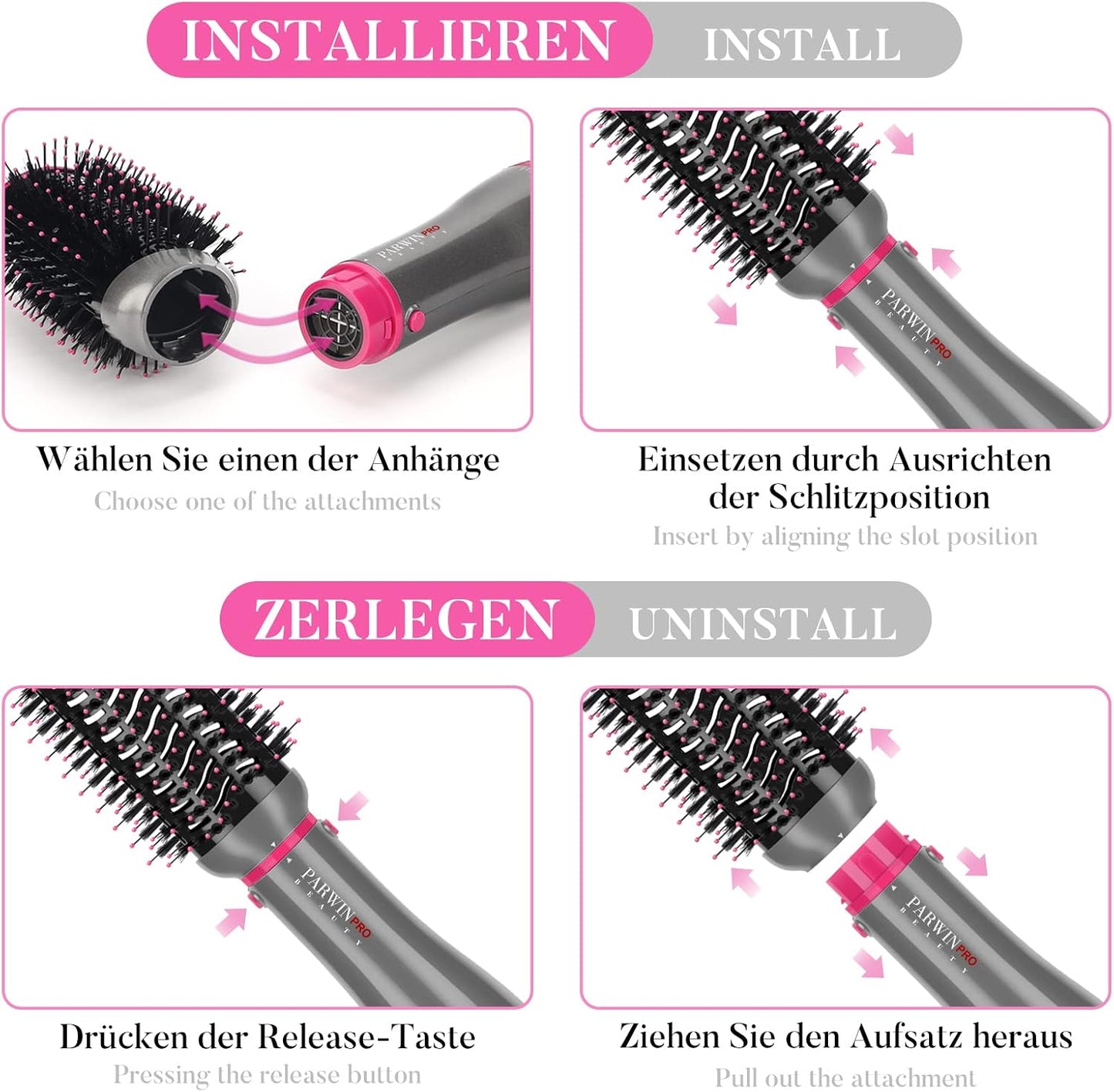 4 in 1 Haartrockner Warmluftbürste Set, PARWIN PRO BEAUTY Styler-Set