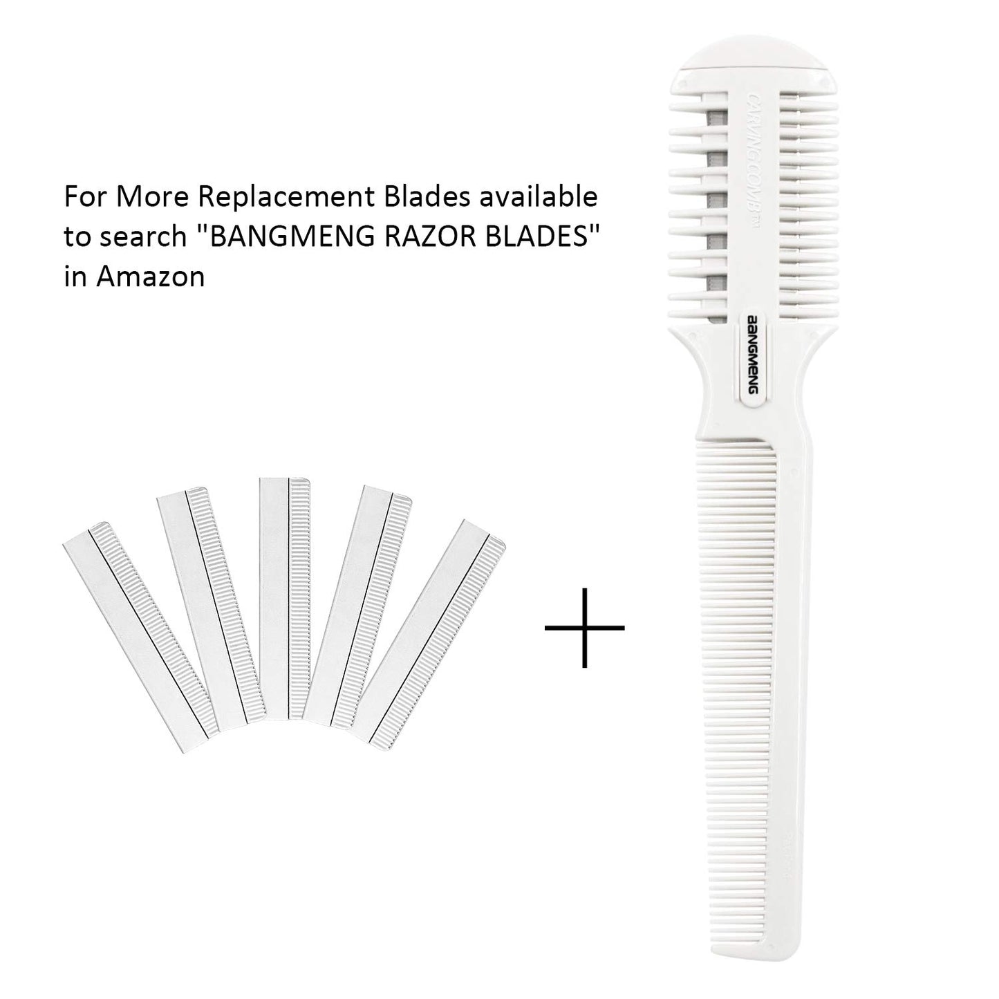 Hair Cutter Comb, Shaper Razor Comb, Split Ends Trimmer Styler, Double Edge Razor Blades for Thinning, Cutting and Styling, Extra 5 Blades Included