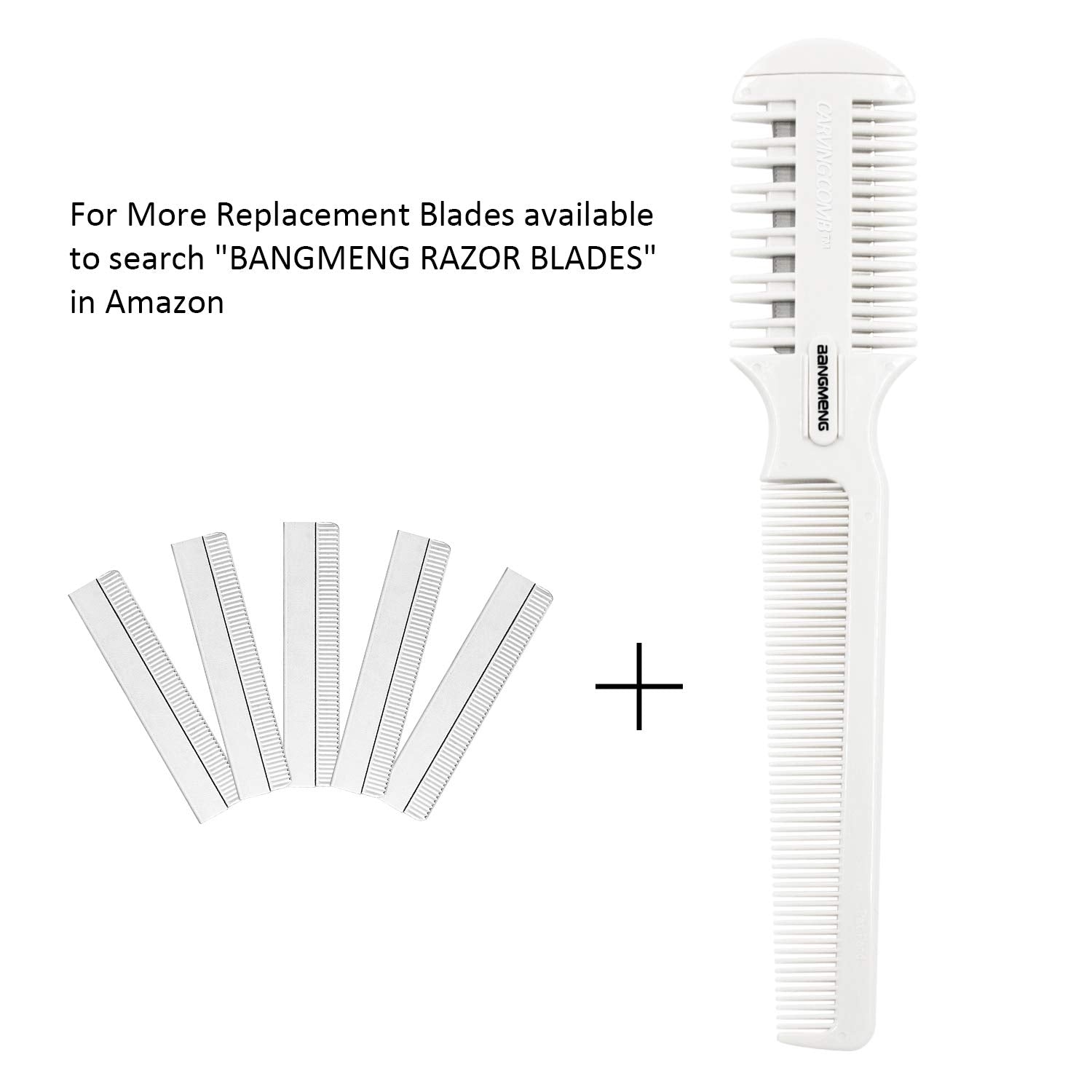 Hair Cutter Comb, Shaper Razor Comb, Split Ends Trimmer Styler, Double Edge Razor Blades for Thinning, Cutting and Styling, Extra 5 Blades Included