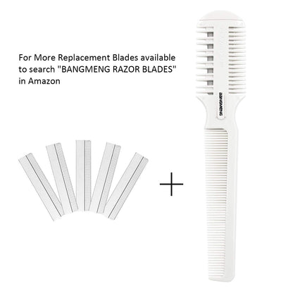 Hair Cutter Comb, Shaper Razor Comb, Split Ends Trimmer Styler, Double Edge Razor Blades for Thinning, Cutting and Styling, Extra 5 Blades Included